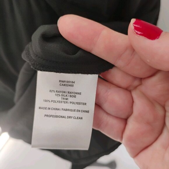 go silk velvet long sleeve black black button down ruffle collar washable silk - Picture 14 of 14